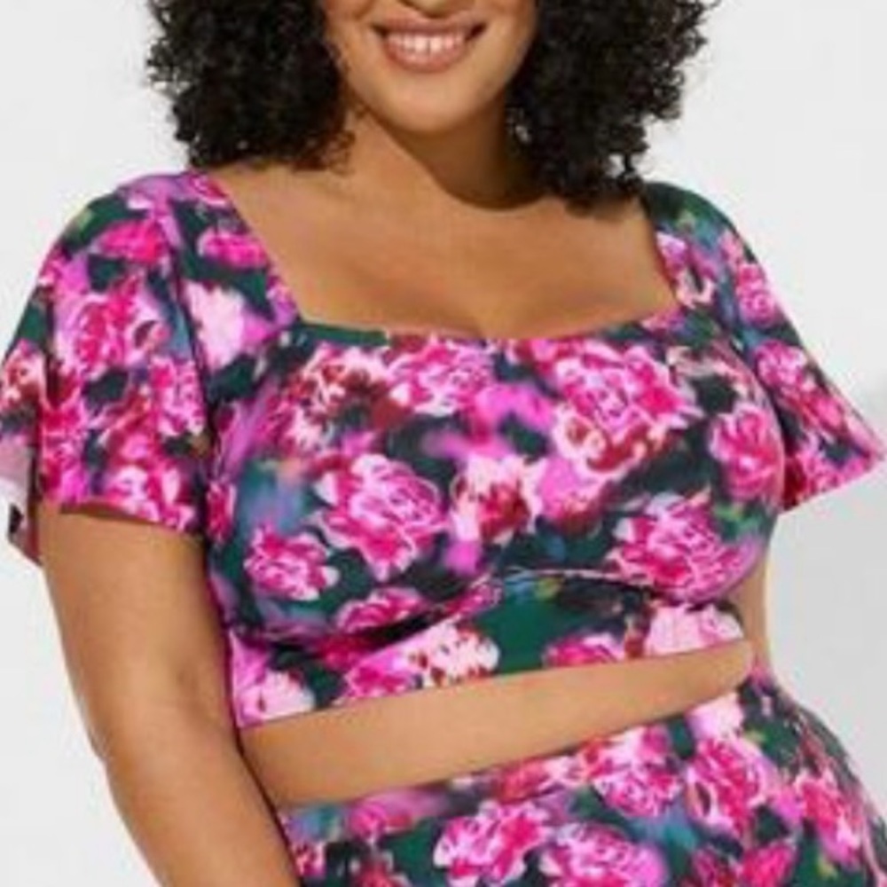 Torrid Flutter Sleeve Swim Top